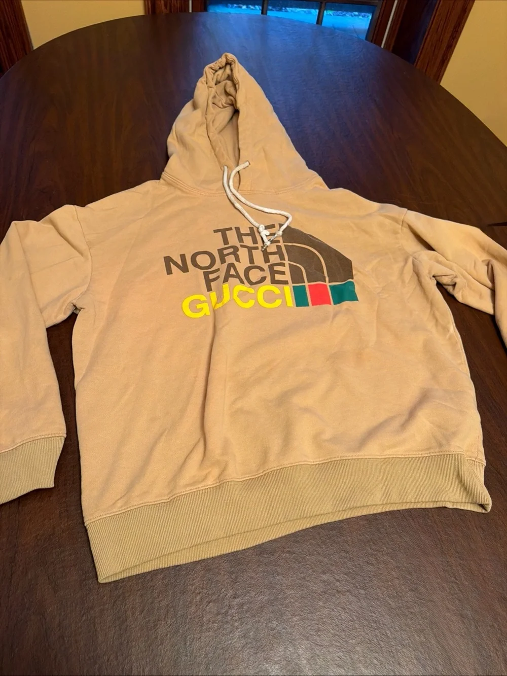 Authentic Gucci x The North Face Beige Logo Hoodie XL Made in Italy
